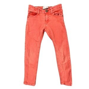 Zara Boys Coral Orange Denim Jeans Pants Size 6 Skinny Fit Stylish Casual EUC